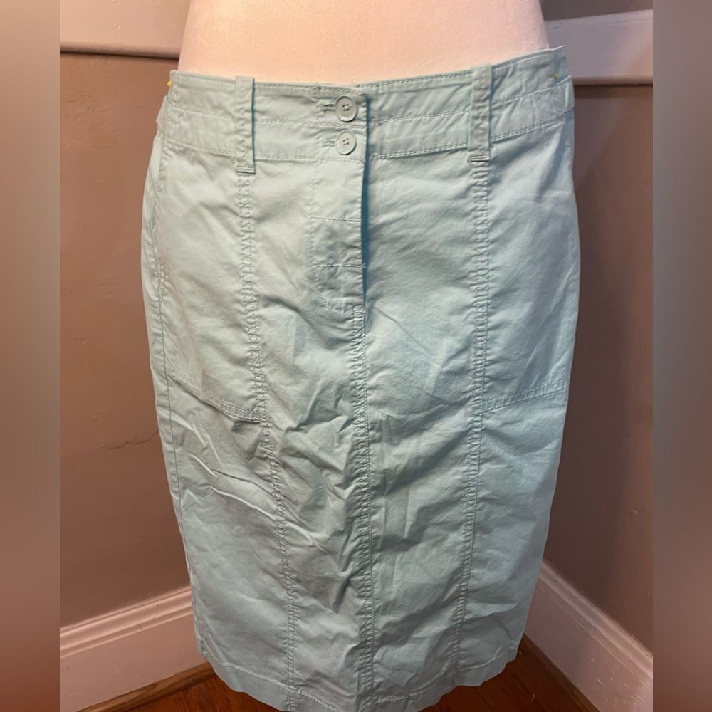 Talbots Pale Blue Cargo Look Knee Length Lightweight Skirt Size 4 NWOT